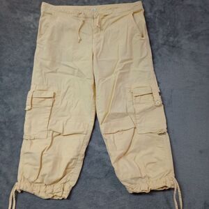 Vintage prAna Pants Womens M‎ Yellow Cargo Wide Leg Capris Hiking Outdoor